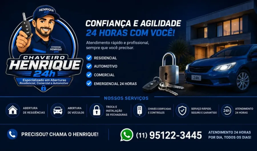 Rodapé Chaveiro Henrique 24h